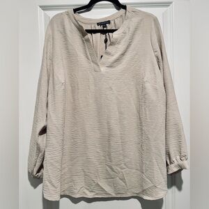 NWT Adrianna Papell Beige Long Sleeve Blouse